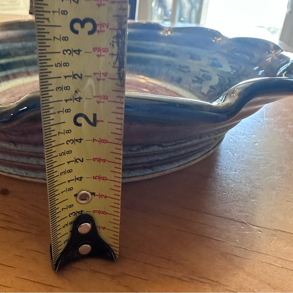 Handcrafted Blue and Brown Pottery Pie Pan or Bowl - Picture 10 of 10